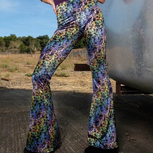 Grateful Dead Velvet Bell Bottoms - Skeleton - Picture 4 of 11